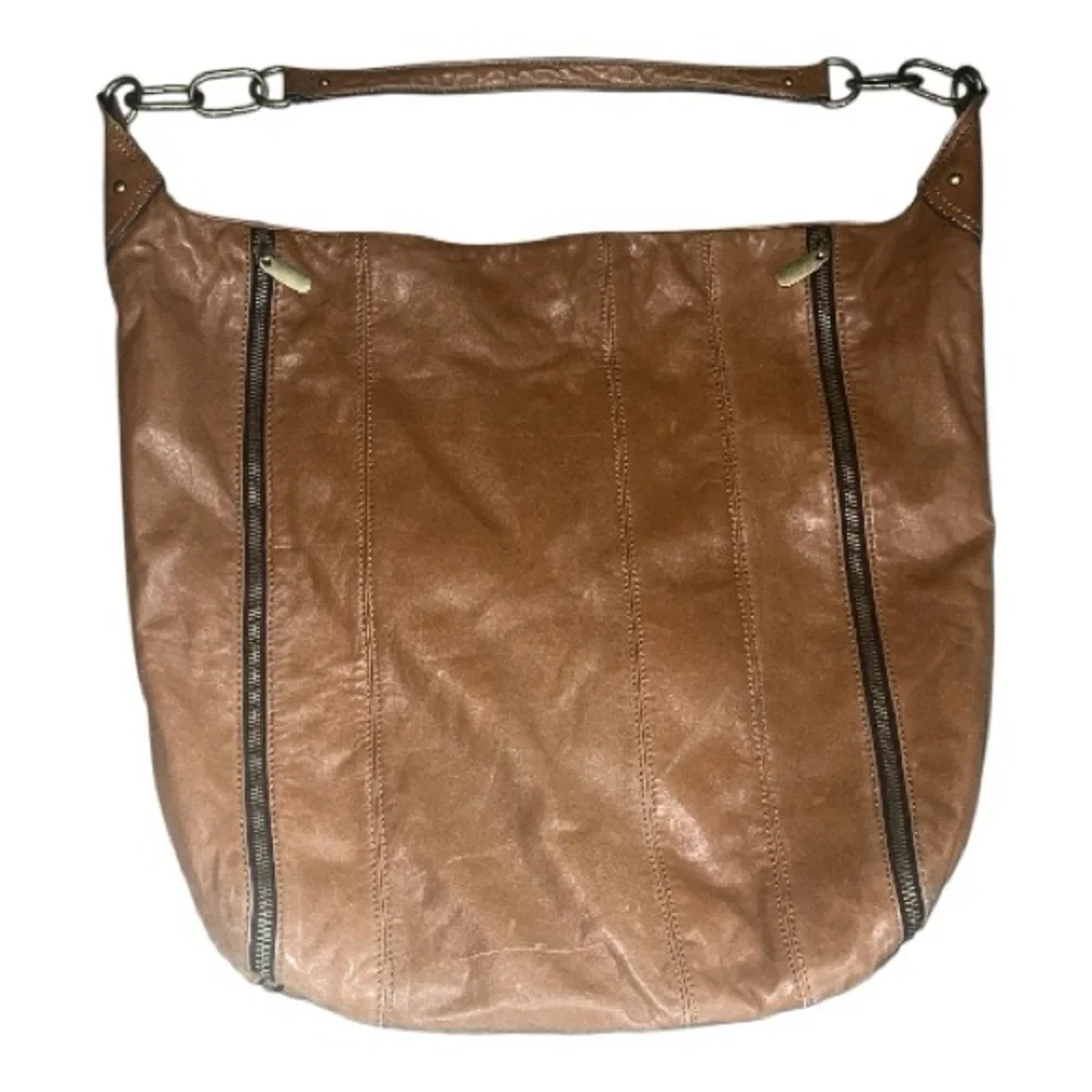 Hype Tan Leather Hobo Bag